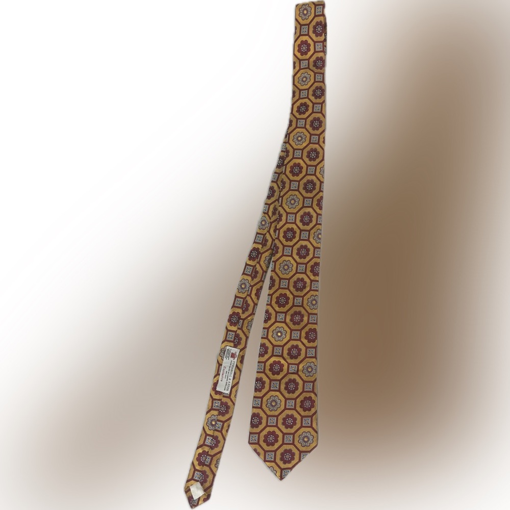 Turnbull & Asser Patterned Tie in Gold and Red